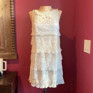 Vicinity Petite Tiered White Lace Mini Dress PS Small